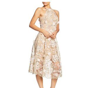 Elegant Floral Lace Halter Dress